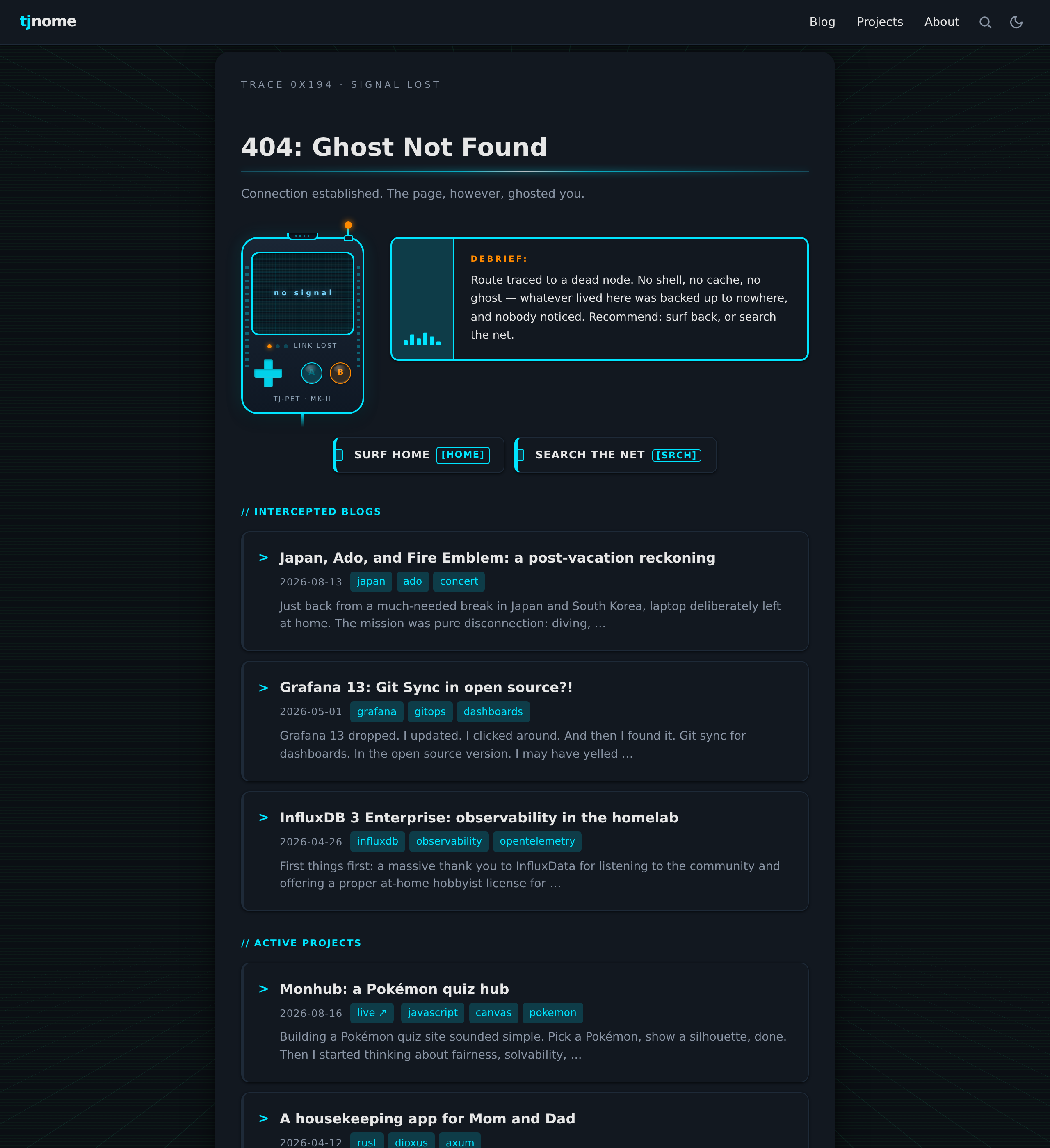 New 404 page: Ghost Not Found with a PET showing no signal