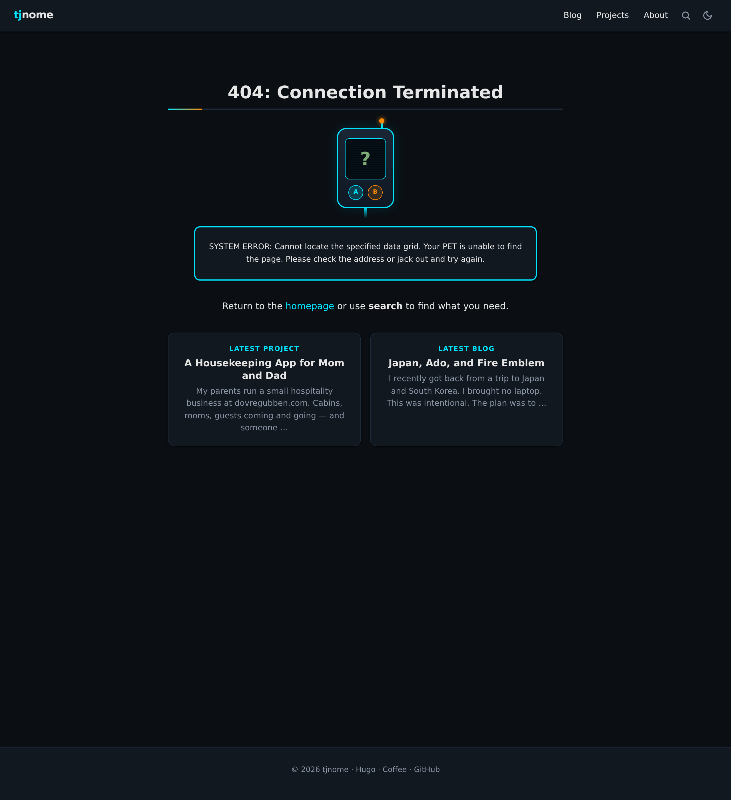 Old 404 page: Connection Terminated with a question mark on a PET screen